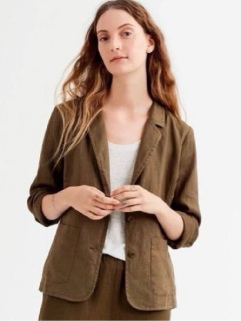 Eileen Fisher Women's 100% Organic Linen Lightweight Blazer Jacket Large